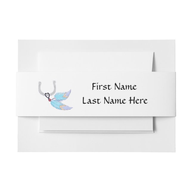 Cintas Para Invitaciones plumas de herradura (Anverso Ejemplo)