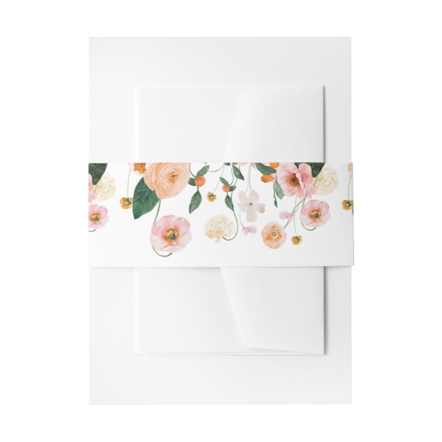 Cintas Para Invitaciones Poppies rosados Flores Boda Rústico (Anverso Ejemplo)