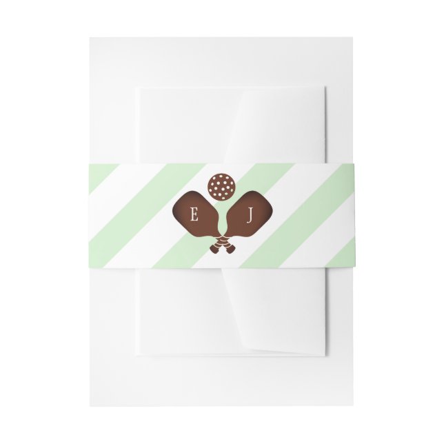 Cintas Para Invitaciones Preppy Pickleball Stripes Wedding (Anverso Ejemplo)