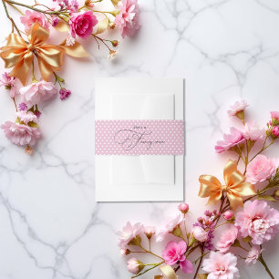 Cintas Para Invitaciones Primer cumpleaños de Punto de Polka Rosado "Ella e