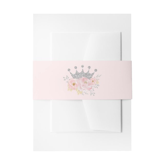 Cintas Para Invitaciones Princesa Cuta Rubor Pink Silver Baby Birday (Anverso Ejemplo)