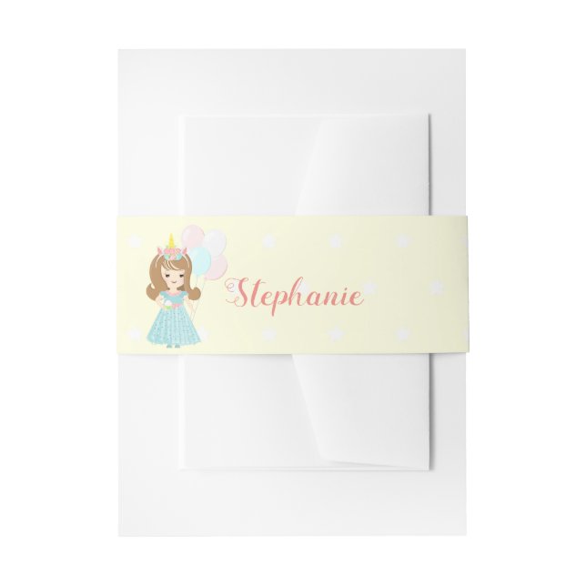 Cintas Para Invitaciones Princesa de Unicorn (Anverso Ejemplo)