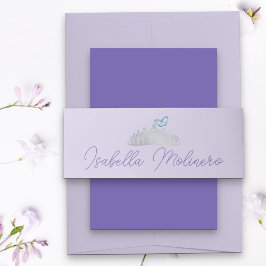 Cintas Para Invitaciones Princesa Tiara clara morada y plateada