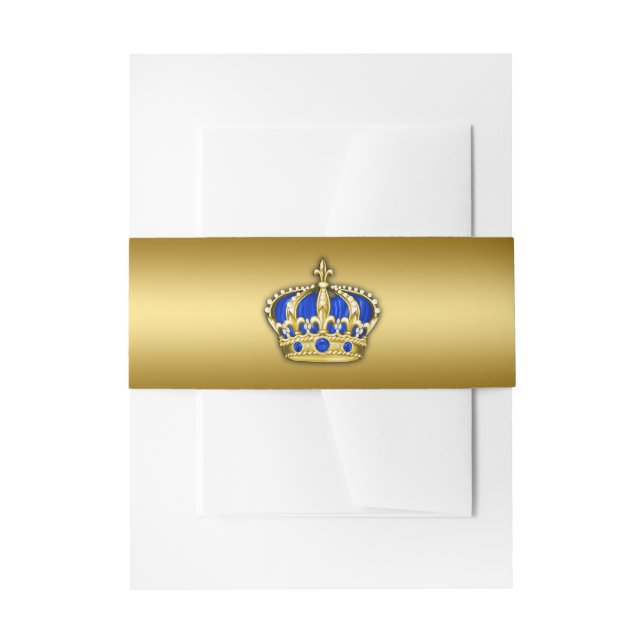 Cintas Para Invitaciones Príncipe Real Azul y Oro (Anverso Ejemplo)