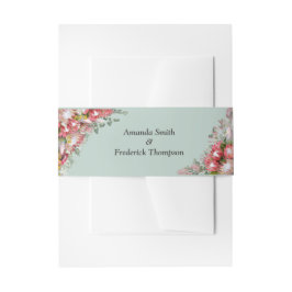 Cintas Para Invitaciones Proteas Fucsias con Banda de Sobre de Verde y Dora