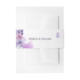 Cintas Para Invitaciones Purple Floral Wedding Invitation Belly Band