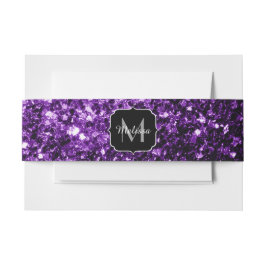 Cintas Para Invitaciones Purpurina brillante oscuro morado chispas Monogram