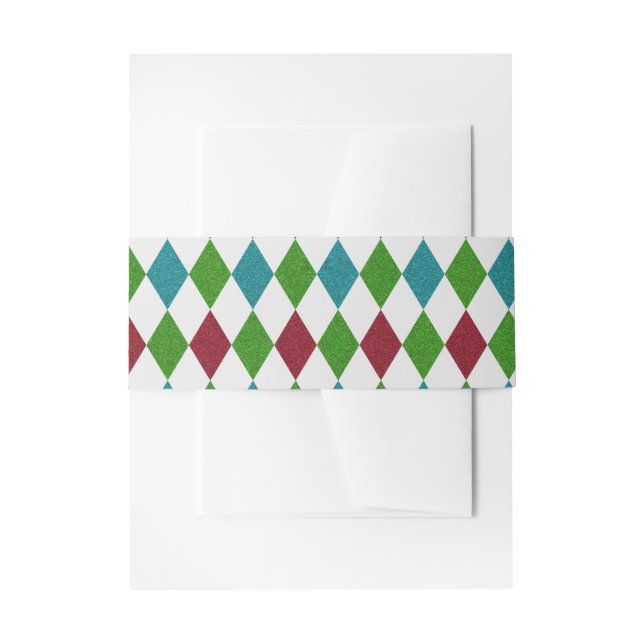 Cintas Para Invitaciones Purpurina de diamantes multicolor (Anverso Ejemplo)