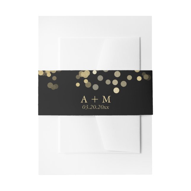 Cintas Para Invitaciones Purpurina de oro Confetti (Anverso Ejemplo)