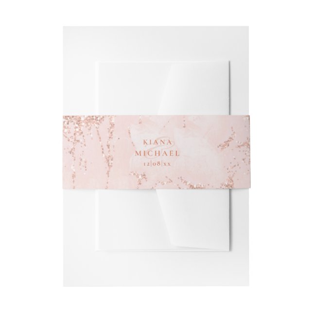 Cintas Para Invitaciones Purpurina de piedra Boda Rosa Gold ID647 (Anverso Ejemplo)