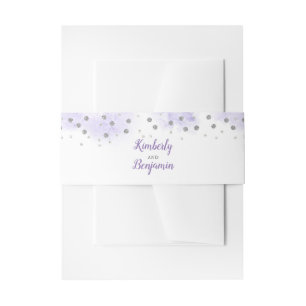 Cintas Para Invitaciones Purpurina de plata Confetti y Boda de lavadas púrp