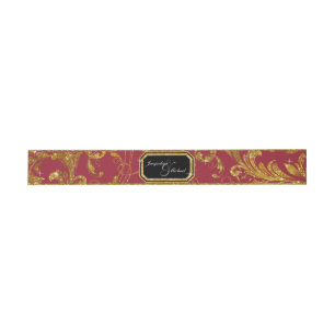Cintas Para Invitaciones Purpurina Faux Gold Elegant Scroll Classy Boda