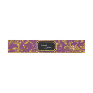 Cintas Para Invitaciones Purpurina Faux Gold Elegant Scroll Classy Boda