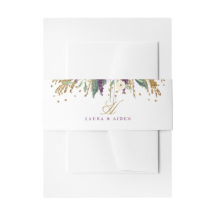 Cintas Para Invitaciones Purpurina floral Banda Belly Ametista