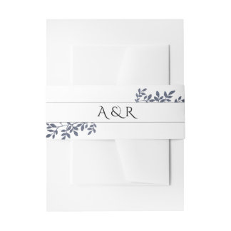 Cintas Para Invitaciones Purpurina gris azul Boda de hojas botánicas