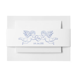 Cintas Para Invitaciones Querubines sosteniendo iniciales de parejas de Cup