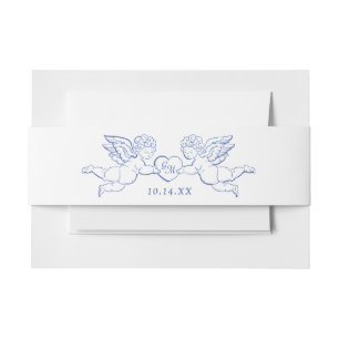 Cintas Para Invitaciones Querubines sosteniendo iniciales de parejas de Cup