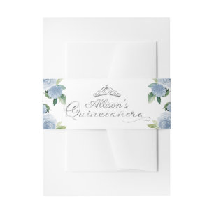 Cintas Para Invitaciones Quinceanera floral azul claro de Tiara