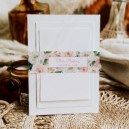 Cintas Para Invitaciones Quinceañera floral rosada Invitación de banda de c