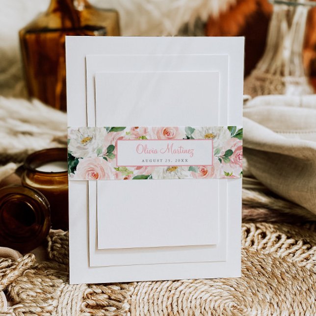 Cintas Para Invitaciones Quinceañera floral rosada Invitación de banda de c (Subido por el creador)