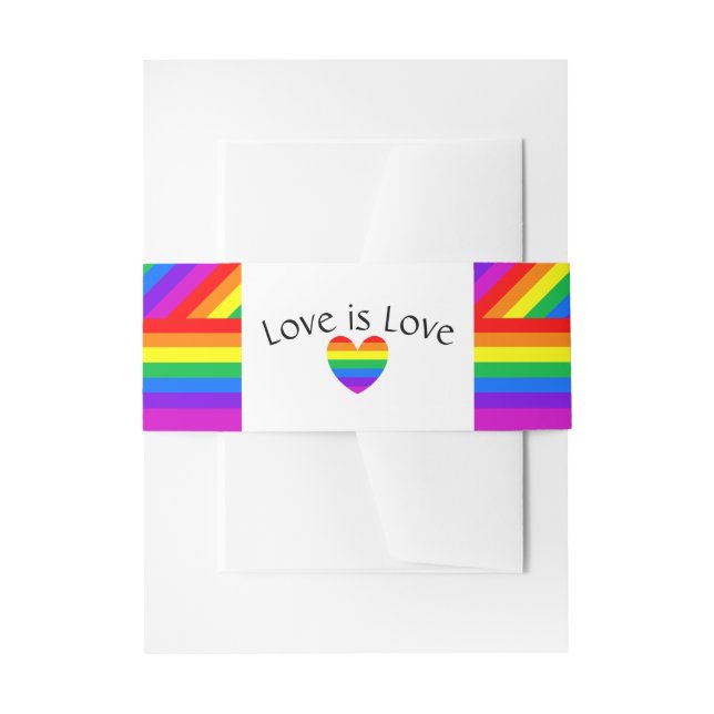 Cintas Para Invitaciones Rainbow Heart Love es Love Boda (Anverso Ejemplo)