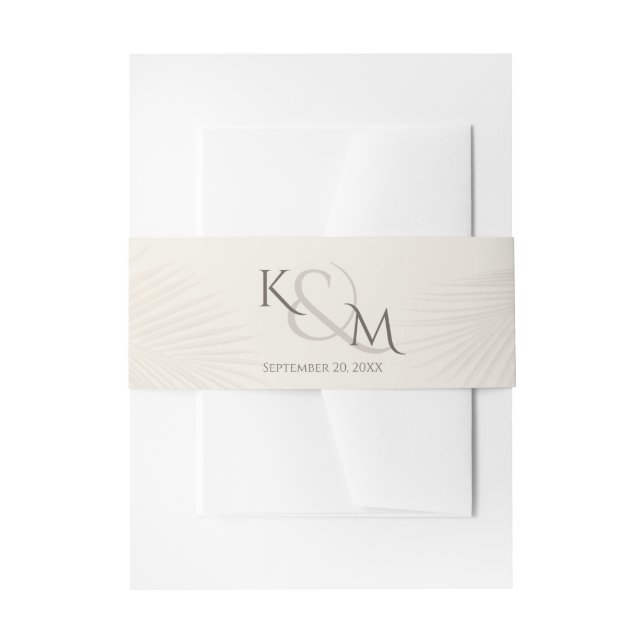 Cintas Para Invitaciones Rama Tropical de Playa Hoja de Palma Ampersand (Anverso Ejemplo)