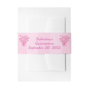 Cintas Para Invitaciones Ramo Floral de Quinceañera Elegante   Rosa y Blanc