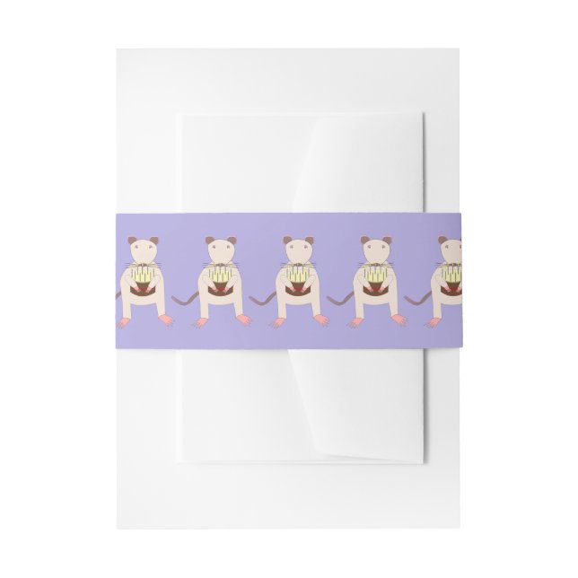 Cintas Para Invitaciones Rata siamesa con pastel de cumpleaños (Anverso Ejemplo)