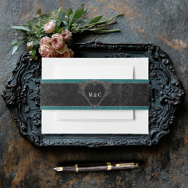 Cintas Para Invitaciones Raven negro gótico y Boda Verde azulado de Rosas n