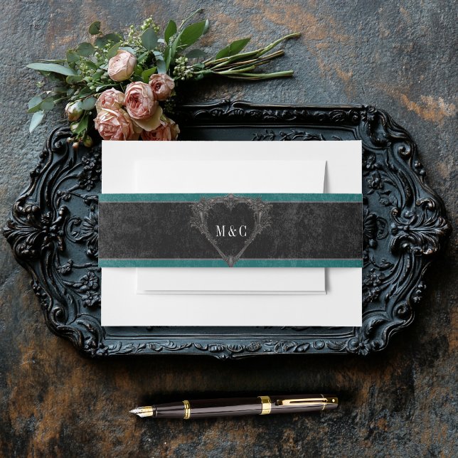 Cintas Para Invitaciones Raven negro gótico y Boda Verde azulado de Rosas n (Subido por el creador)