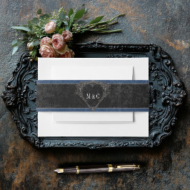 Cintas Para Invitaciones Raven negro gótico y Rosas negros Boda azul