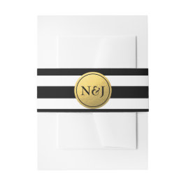 Cintas Para Invitaciones Rayas Negras y Blancas Boda Elegante con Hojas de