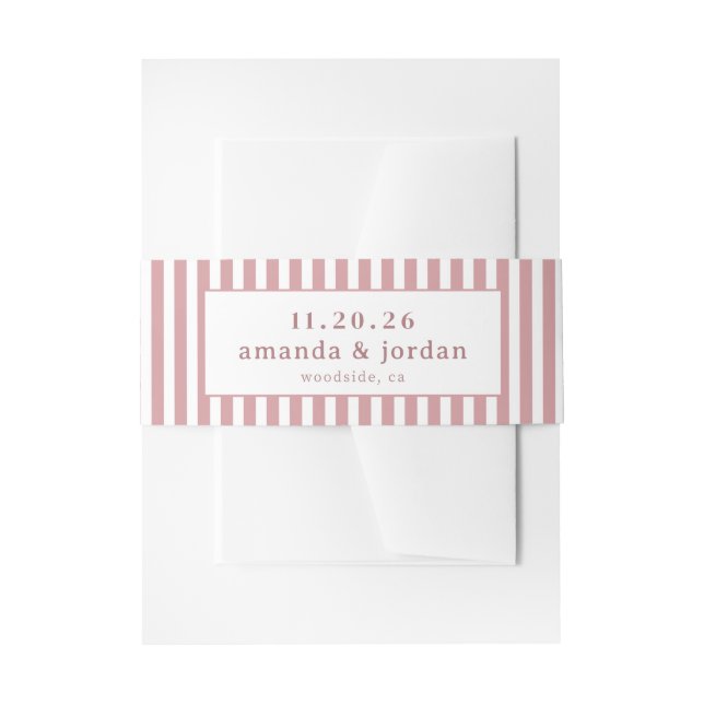Cintas Para Invitaciones Rayas Rosadas Alegres (Anverso Ejemplo)