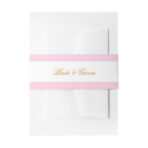 Cintas Para Invitaciones Rayas rosadas Boda de flor de marco dorado