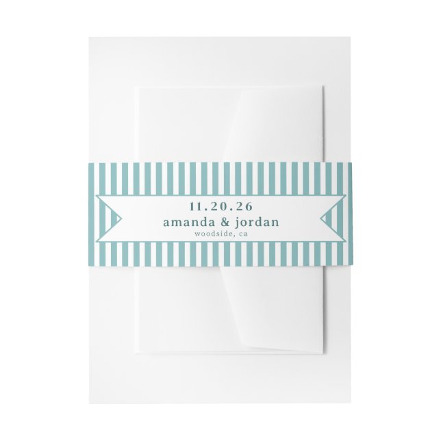 Cintas Para Invitaciones Rayas Turquesas Serenas (Anverso Ejemplo)