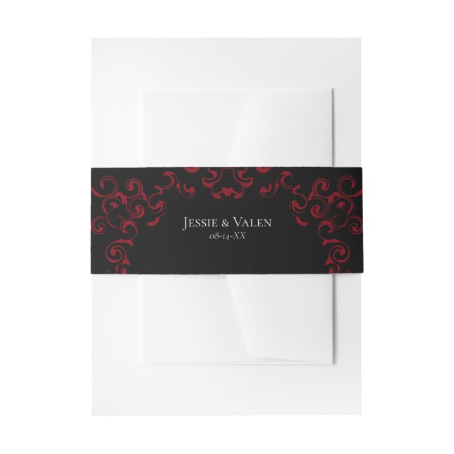 Cintas Para Invitaciones Red & Black Swirl Gothic Boda (Anverso Ejemplo)