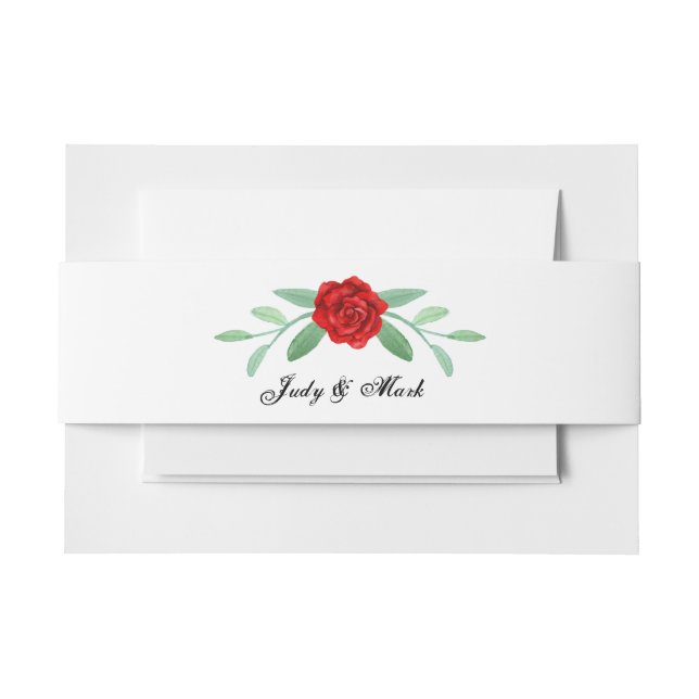 Cintas Para Invitaciones Red Floral Greenery Foliage (Anverso Ejemplo)