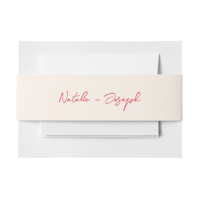 Cintas Para Invitaciones Red Hand Written Retro Calligraphy Boho Wedding (Anverso Ejemplo)