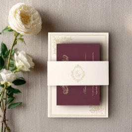 Cintas Para Invitaciones Regency Era Wedding Belly Band with Monogram Crest