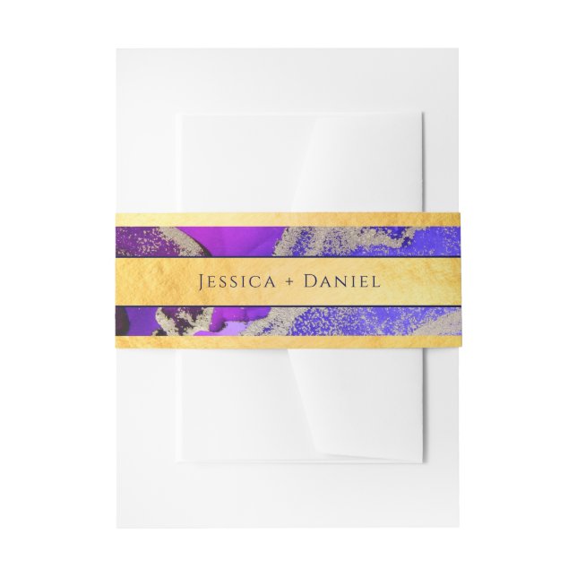 Cintas Para Invitaciones Relieve metalizado dorado denominado Boda Púrpura  (Anverso Ejemplo)