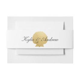Cintas Para Invitaciones Relieve metalizado dorado Seashell Faux | Boda oce