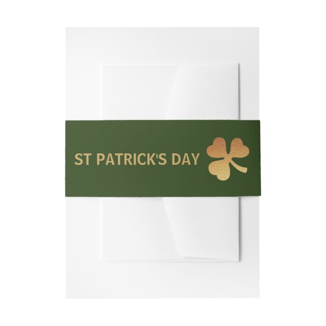 Cintas Para Invitaciones Relieve metalizado dorado Shamrock, Día de San Pat (Anverso Ejemplo)