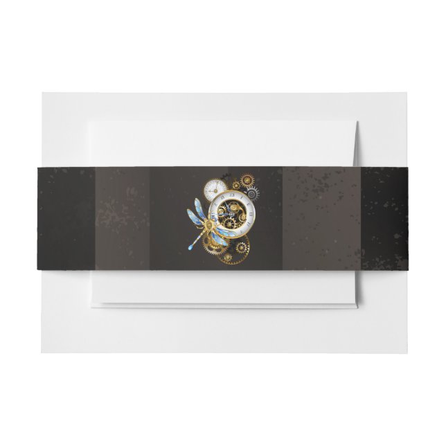 Cintas Para Invitaciones Reloj de vapor con libélula mecánica (Anverso Ejemplo)