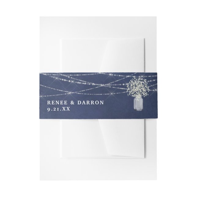 Cintas Para Invitaciones Respiración del bebé, Chalkboard B & String Luces  (Anverso Ejemplo)