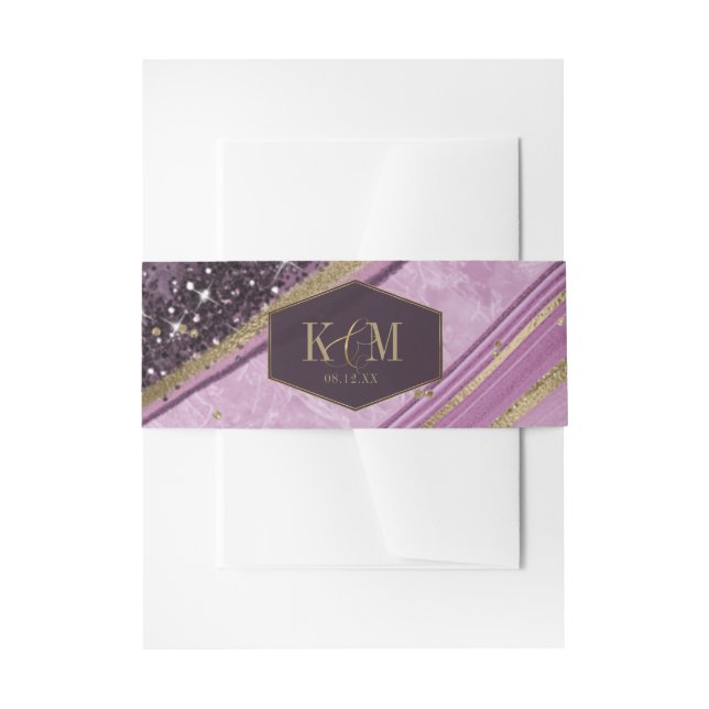 Cintas Para Invitaciones Resumen Agate Boda Mauve ID827 (Anverso Ejemplo)