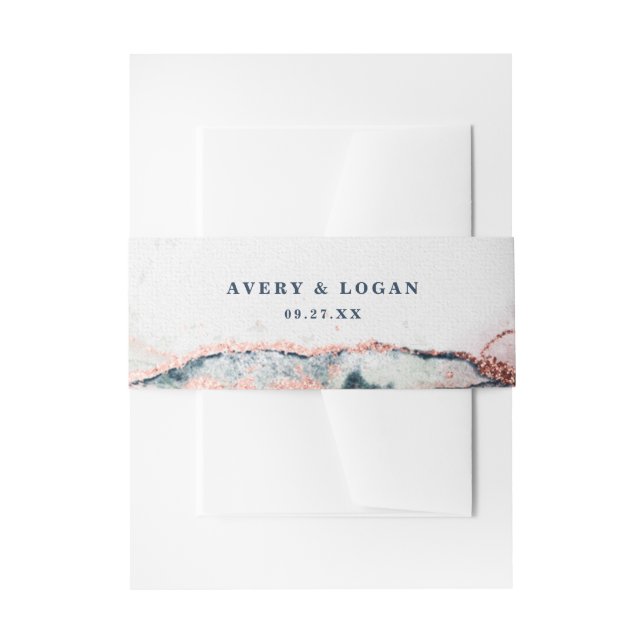 Cintas Para Invitaciones Resumen moderno Boda de Borgoña y Azul marino (Anverso Ejemplo)