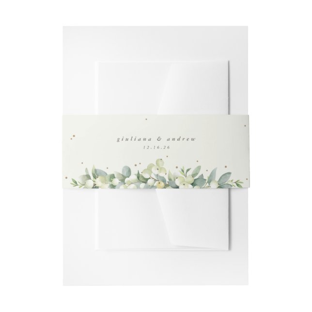 Cintas Para Invitaciones Retrato Boda Cream Snowberry+Eucalyptus (Anverso Ejemplo)