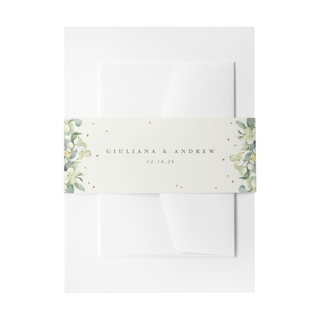 Cintas Para Invitaciones Retrato Boda Cream Snowberry+Eucalyptus (Anverso Ejemplo)