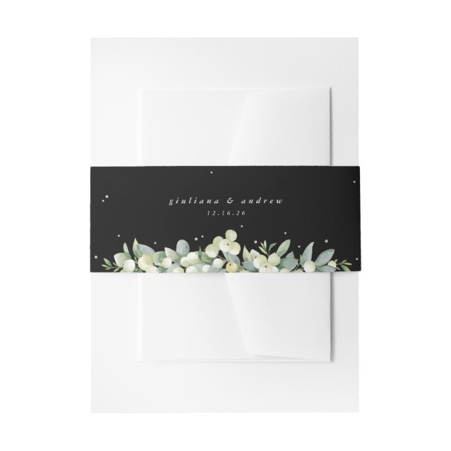 Cintas Para Invitaciones Retrato de Boda Black Snowberry+Eucalyptus (Anverso Ejemplo)