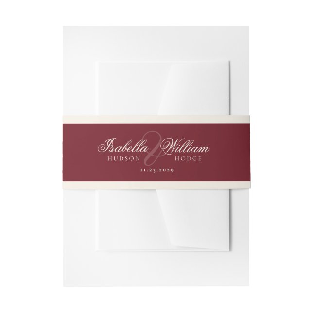 Cintas Para Invitaciones Retro Calligraphy Deep Red Classic Wedding (Anverso Ejemplo)